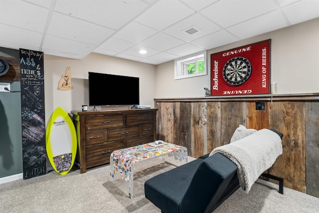 31 Henderson Rd Unit 17, Gilford, NH 03249 - living area with a drop ceiling, carpet, and baseboards