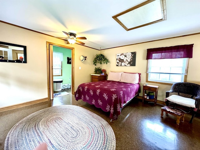 106 Philbrook Rd, Pittsburg, NH 03592 - bedroom featuring baseboards, crown molding, and ceiling fan