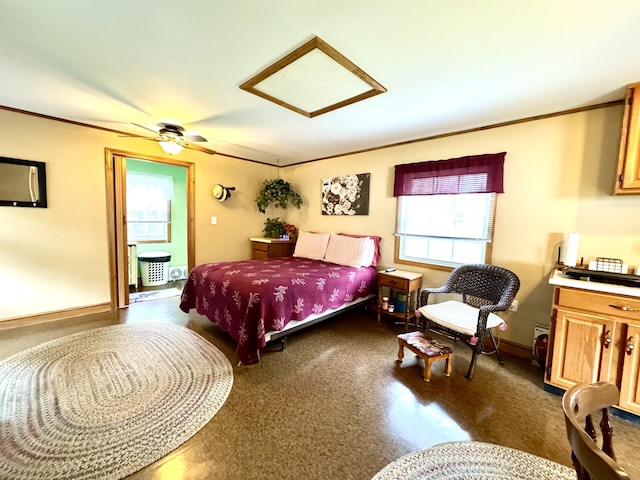 106 Philbrook Rd, Pittsburg, NH 03592 - bedroom featuring ornamental molding, baseboards, and a ceiling fan