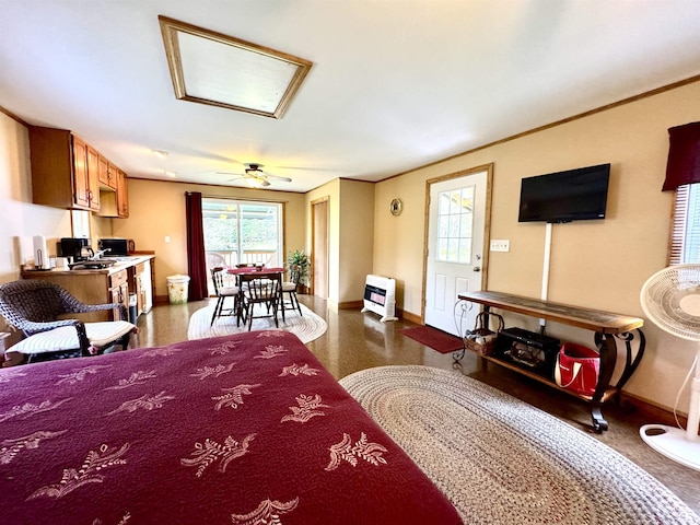 106 Philbrook Rd, Pittsburg, NH 03592 - bedroom featuring attic access, baseboards, and heating unit