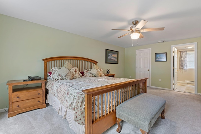 15 Fox Meadow Ln, Merrimack, NH 03054 - bedroom featuring carpet, a baseboard heating unit, baseboards, and ceiling fan