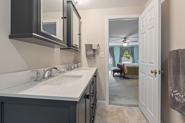 15 Fox Meadow Ln, Merrimack, NH 03054 - bathroom featuring double vanity and ceiling fan