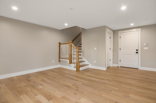 18 Little Bay Dr, Dover, NH 03820 - foyer entrance featuring light wood-type flooring, recessed lighting, baseboards, and stairway