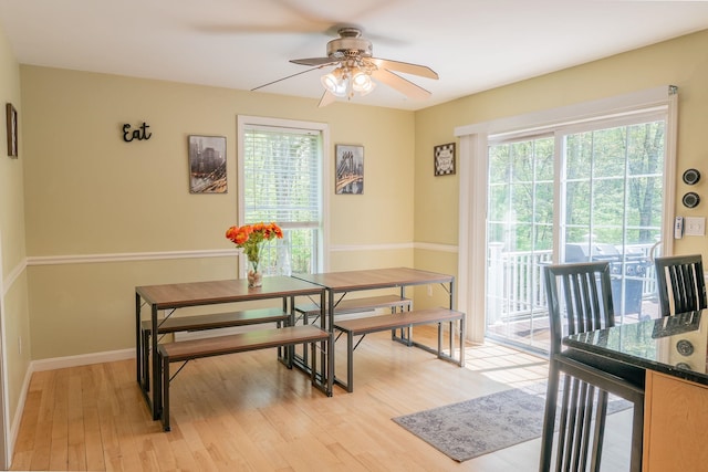 2 Alex Ct, Somersworth, NH 03878 - dining area featuring a ceiling fan, light wood finished floors, and baseboards