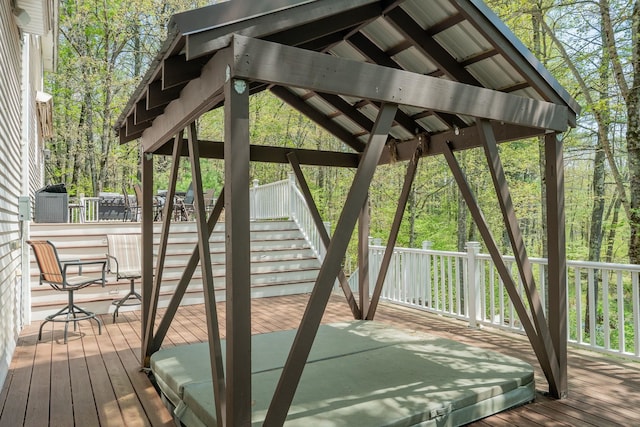 2 Alex Ct, Somersworth, NH 03878 - deck with stairs and a forest view