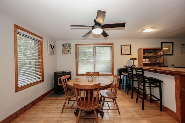 29 Isaac Frye Hwy, Wilton, NH 03086 - dining room featuring healthy amount of natural light, light wood finished floors, ceiling fan, and baseboards
