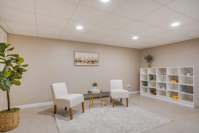 16 Pulpit Run, Amherst, NH 03031 - living area with a baseboard radiator, tile patterned flooring, recessed lighting, and baseboards