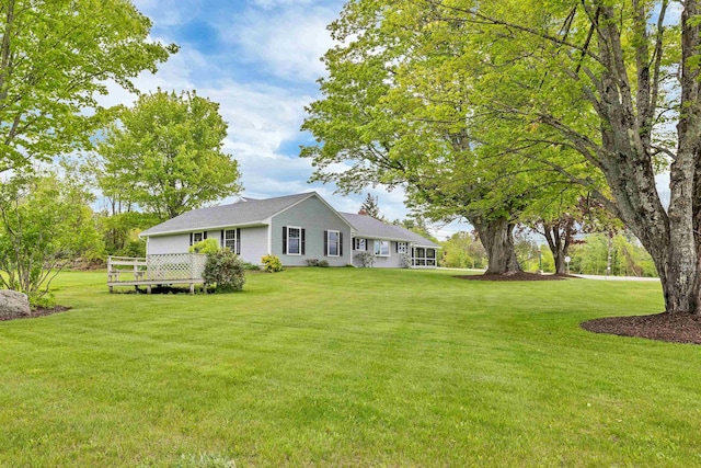 223 Deering Center Rd, Deering, NH 03244 - view of green lawn with a wooden deck