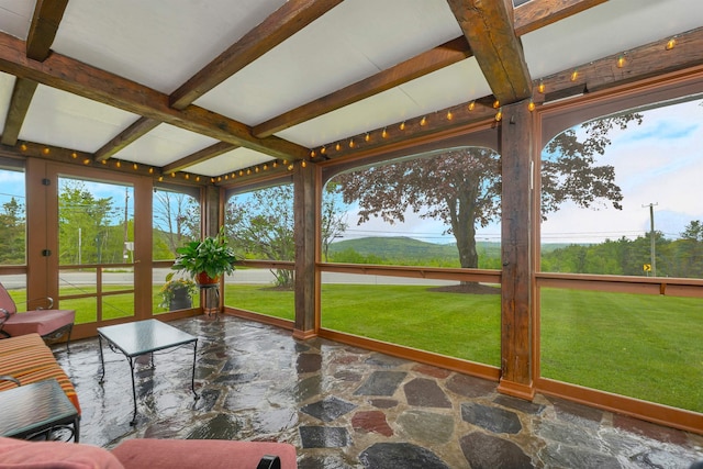 223 Deering Center Rd, Deering, NH 03244 - sunroom featuring stone floors and beam ceiling