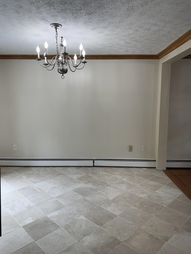 9 Quarry Rd, Hampstead, NH 03841 - spare room with crown molding, a chandelier, and a textured ceiling