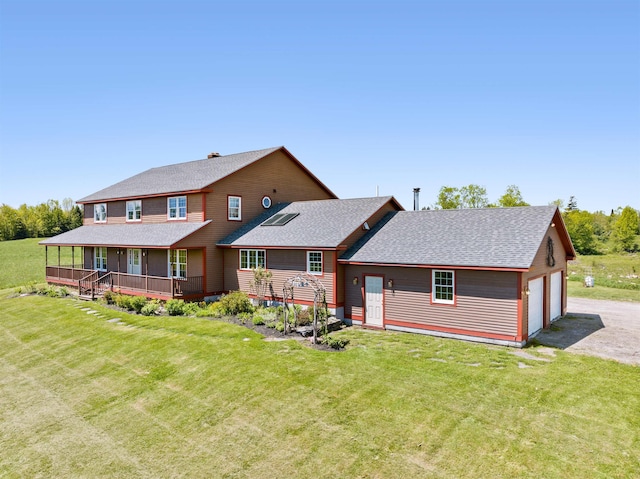338 Johnson Rd, Marshfield, VT 05658 - view of front of property with covered porch, roof with shingles, a front yard, and driveway