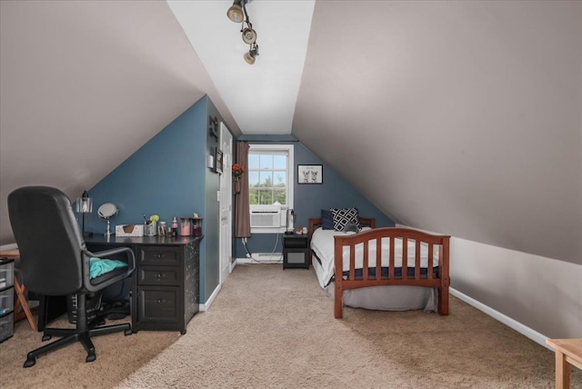 37 Level St, Merrimack, NH 03054 - carpeted bedroom featuring lofted ceiling, baseboards, and cooling unit