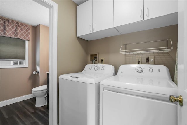 37 Level St, Merrimack, NH 03054 - laundry room featuring washing machine and clothes dryer, dark wood-style floors, and baseboards