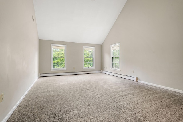 47 Blossom Rd, Windham, NH 03087 - carpeted empty room with healthy amount of natural light, high vaulted ceiling, and baseboards