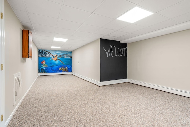 47 Blossom Rd, Windham, NH 03087 - finished basement with a paneled ceiling, baseboards, and carpet floors