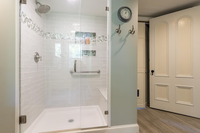 2 Streeter Hill Rd, Chesterfield, NH 03466 - full bathroom featuring a shower stall and wood finished floors