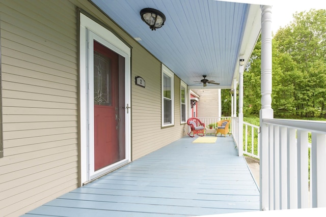 2 Streeter Hill Rd, Chesterfield, NH 03466 - wooden porch with a ceiling fan