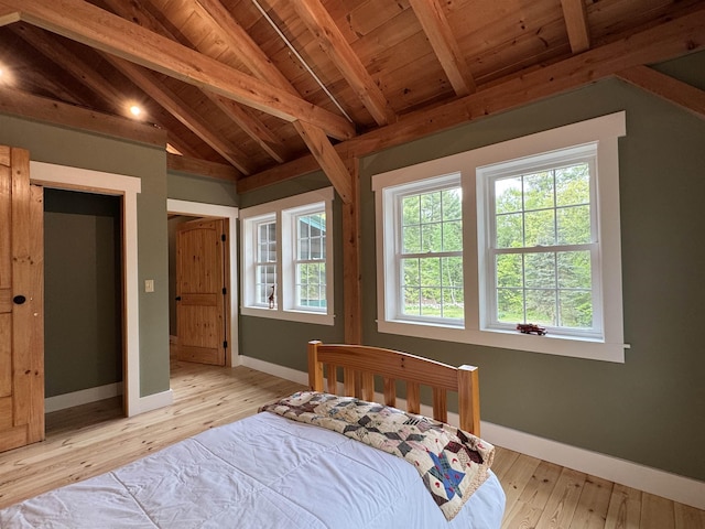 689 Hard Scrabble Rd, Sweden, ME 04008 - bedroom with wooden ceiling, baseboards, and wood finished floors