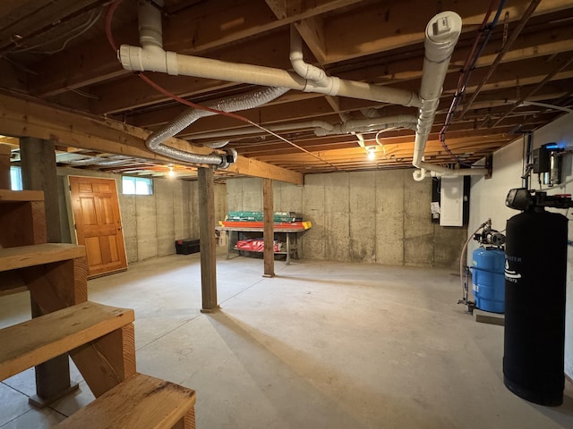689 Hard Scrabble Rd, Sweden, ME 04008 - below grade area with a water softener system and electric panel