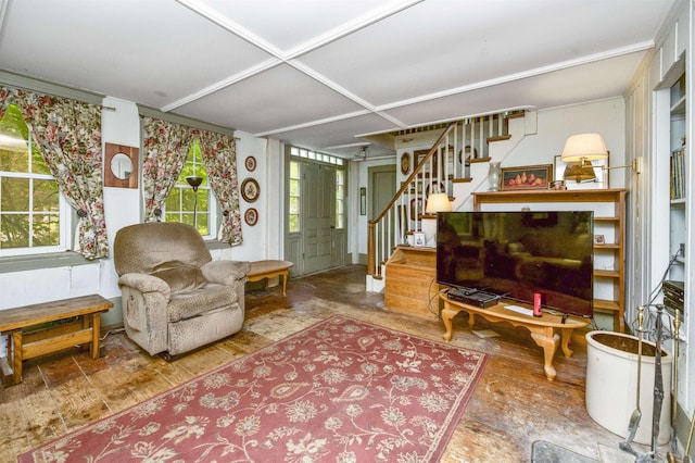 31 Main St, Sandown, NH 03873 - living area featuring stairway and wood finished floors