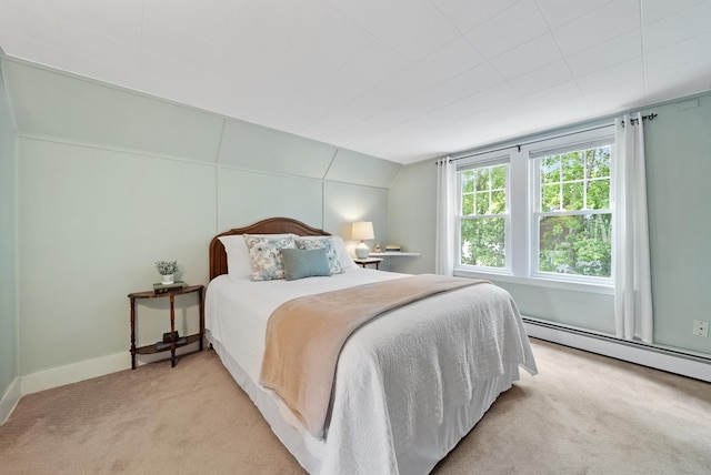 16 Ann Ave, Salem, NH 03079 - bedroom with light colored carpet, a baseboard heating unit, lofted ceiling, and baseboards