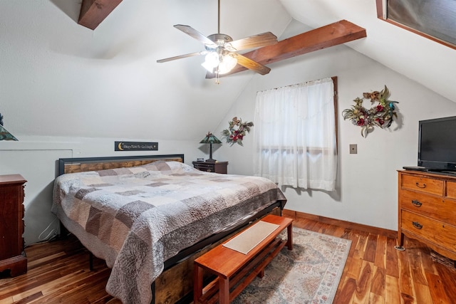 72 Beaver Rd, Strafford, NH 03884 - bedroom with lofted ceiling, wood finished floors, ceiling fan, and baseboards