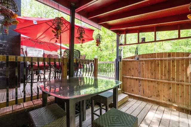 72 Beaver Rd, Strafford, NH 03884 - wooden terrace with outdoor dining space