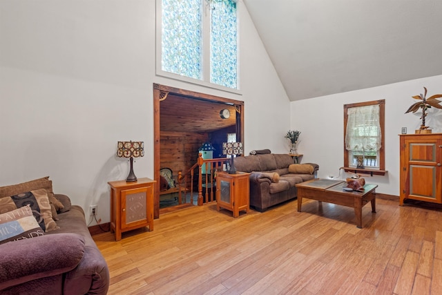 72 Beaver Rd, Strafford, NH 03884 - living area featuring high vaulted ceiling and light wood-style flooring
