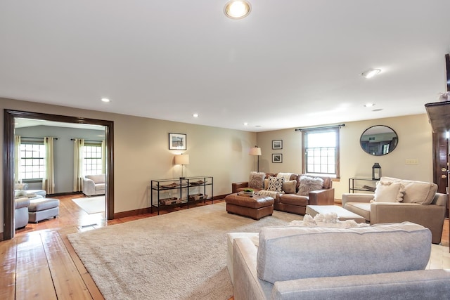 19 Cambridge Rd, Hampstead, NH 03841 - living area featuring recessed lighting, light wood-style flooring, and baseboards