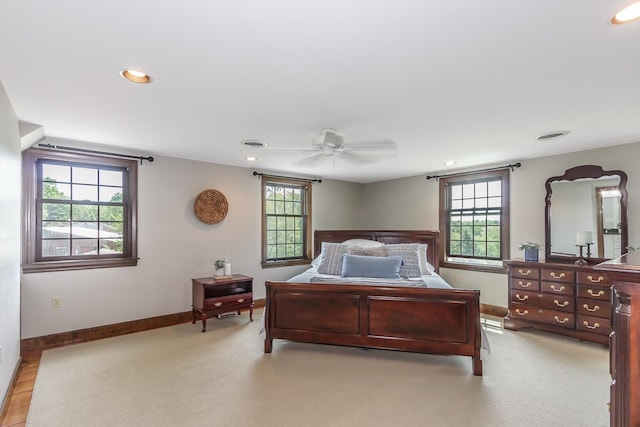 19 Cambridge Rd, Hampstead, NH 03841 - bedroom featuring recessed lighting, baseboards, light carpet, and ceiling fan