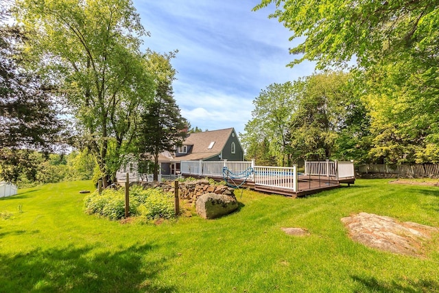 19 Cambridge Rd, Hampstead, NH 03841 - view of yard with a wooden deck and a swimming pool