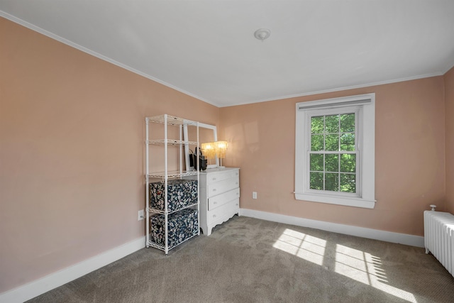 92 Mace Rd, Hampton, NH 03842 - unfurnished bedroom featuring radiator heating unit, carpet flooring, ornamental molding, and baseboards