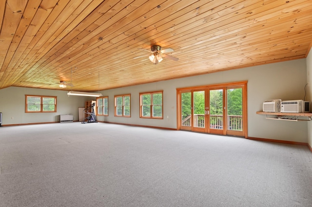 345 Williams Rd, Littleton, NH 03561 - unfurnished room featuring wood ceiling, carpet flooring, ceiling fan, and baseboards