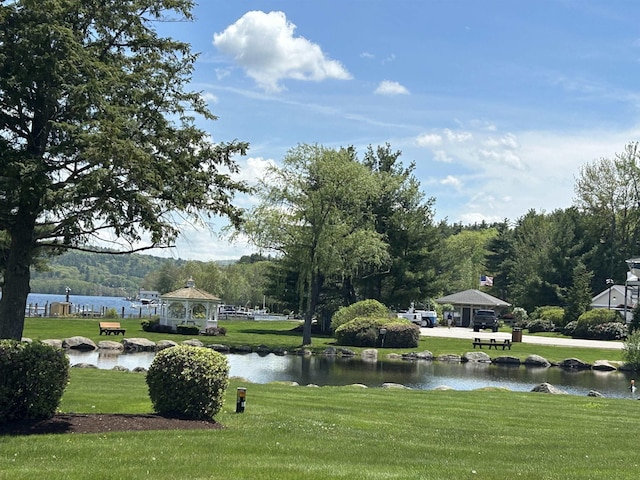 51 Cardinal Dr Unit B, Laconia, NH 03246 - view of home's community featuring a gazebo, a water view, and a lawn