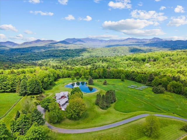 83 Dewey Farm Rd, Stowe, VT 05672 - drone / aerial view of a water and mountain view and a forest