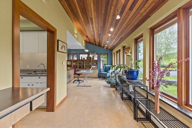 83 Dewey Farm Rd, Stowe, VT 05672 - sunroom / solarium with a sink and vaulted ceiling