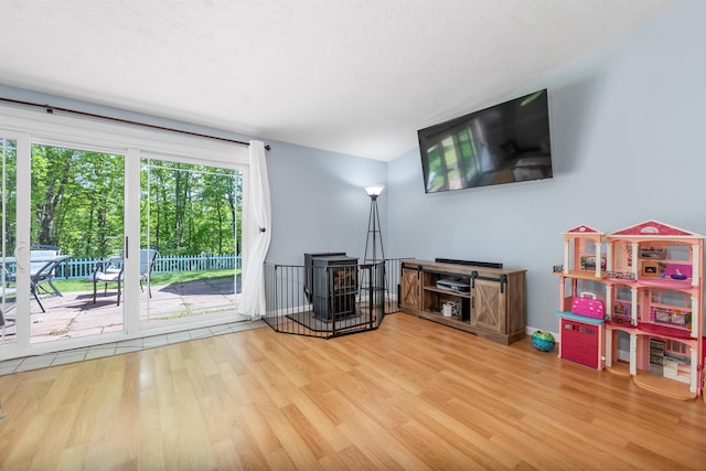 4 Johns Dr Unit A, Hooksett, NH 03106 - living area with a wood stove and wood finished floors