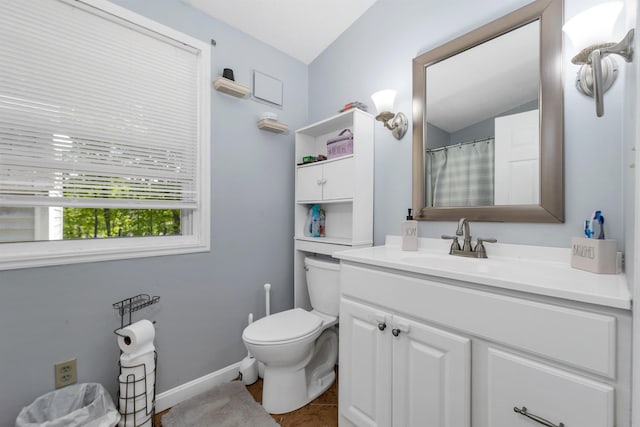 4 Johns Dr Unit A, Hooksett, NH 03106 - full bathroom with toilet, vanity, baseboards, and vaulted ceiling