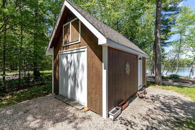 72 Auclair Rd, Middleton, NH 03887 - view of outbuilding featuring a water view and view of scattered trees
