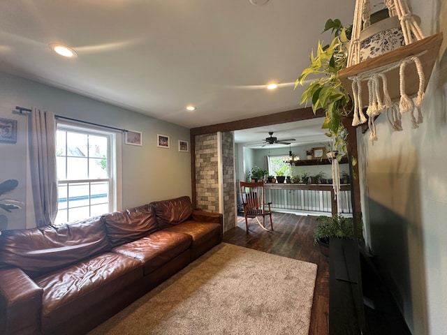 8 Main St, Bennington, NH 03442 - living room featuring dark wood-type flooring and recessed lighting