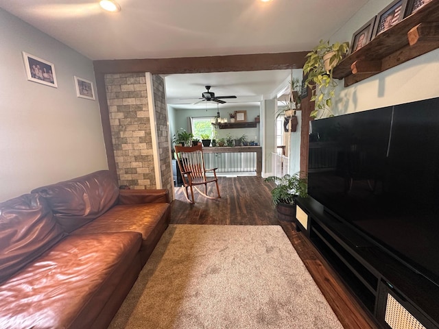 8 Main St, Bennington, NH 03442 - living area featuring dark wood finished floors and ceiling fan