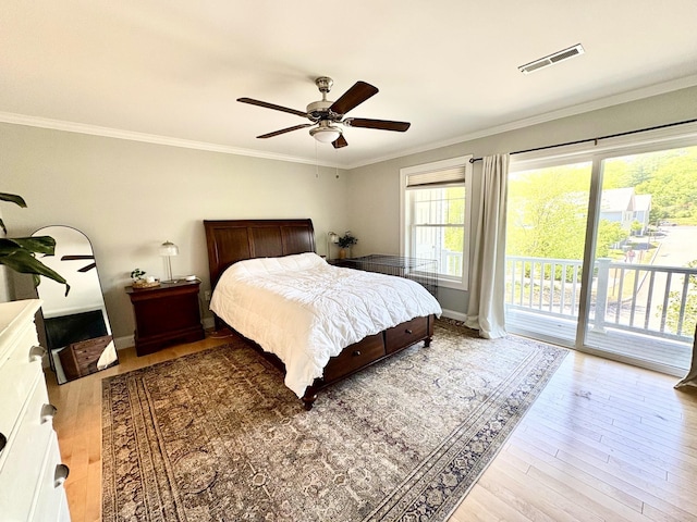 17 Callaway Dr Unit 4, Concord, NH 03301 - bedroom featuring access to outside, wood finished floors, crown molding, a ceiling fan, and baseboards