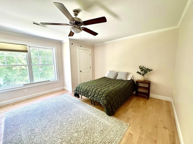 17 Callaway Dr Unit 4, Concord, NH 03301 - bedroom featuring baseboards, light wood-style flooring, crown molding, and a ceiling fan