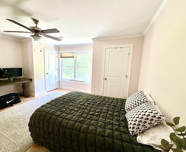 17 Callaway Dr Unit 4, Concord, NH 03301 - bedroom featuring crown molding, wood finished floors, baseboards, and a ceiling fan
