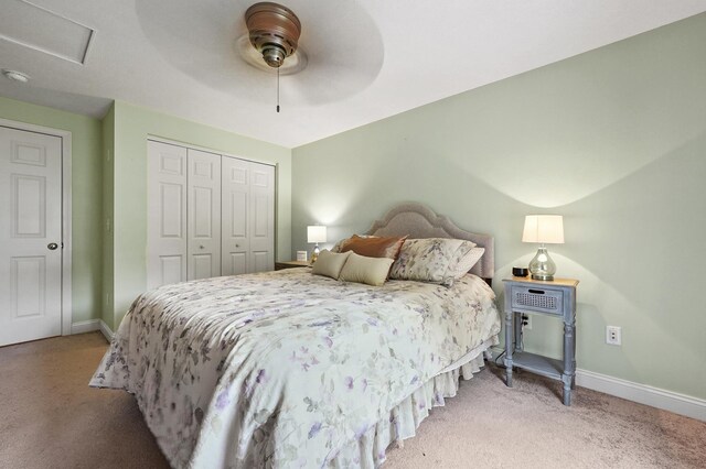 27 Autumn Ln, Hampstead, NH 03826 - bedroom with light colored carpet, baseboards, a closet, and a ceiling fan