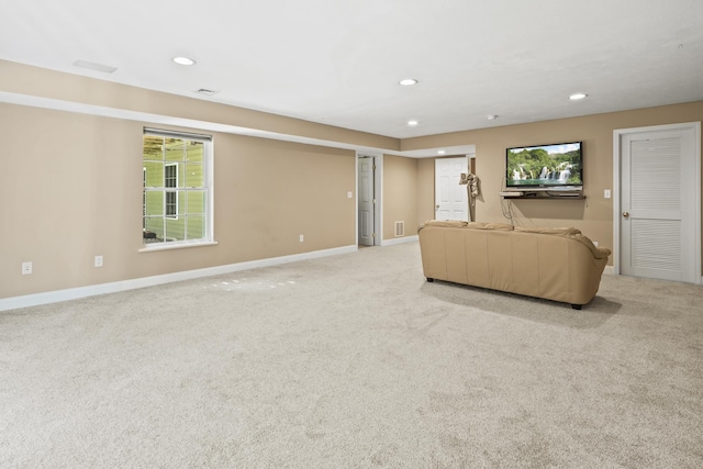 27 Autumn Ln, Hampstead, NH 03826 - unfurnished living room featuring recessed lighting, light carpet, and baseboards