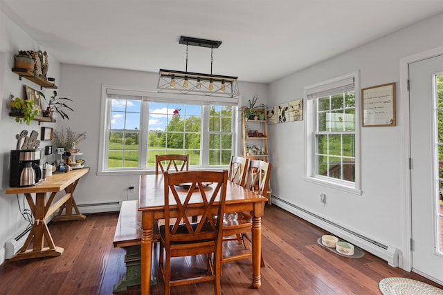 6 Pheasant Run Rd, Fairfax, VT 05454 - dining space with a baseboard heating unit and dark wood-type flooring