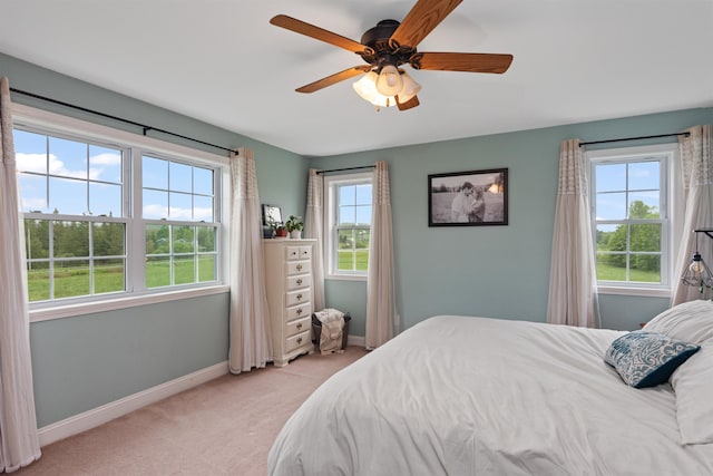 6 Pheasant Run Rd, Fairfax, VT 05454 - bedroom featuring baseboards, light colored carpet, and ceiling fan