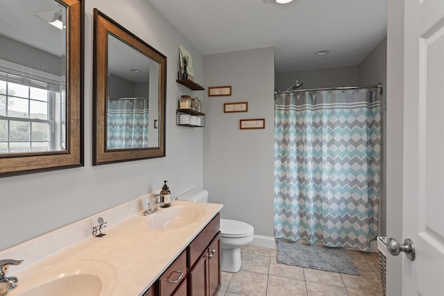 6 Pheasant Run Rd, Fairfax, VT 05454 - full bath with toilet, double vanity, tile patterned floors, and a shower with curtain