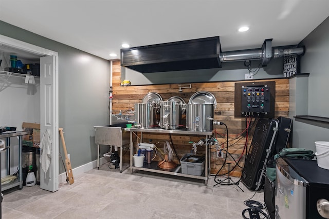 6 Pheasant Run Rd, Fairfax, VT 05454 - below grade area featuring recessed lighting, wood walls, and baseboards